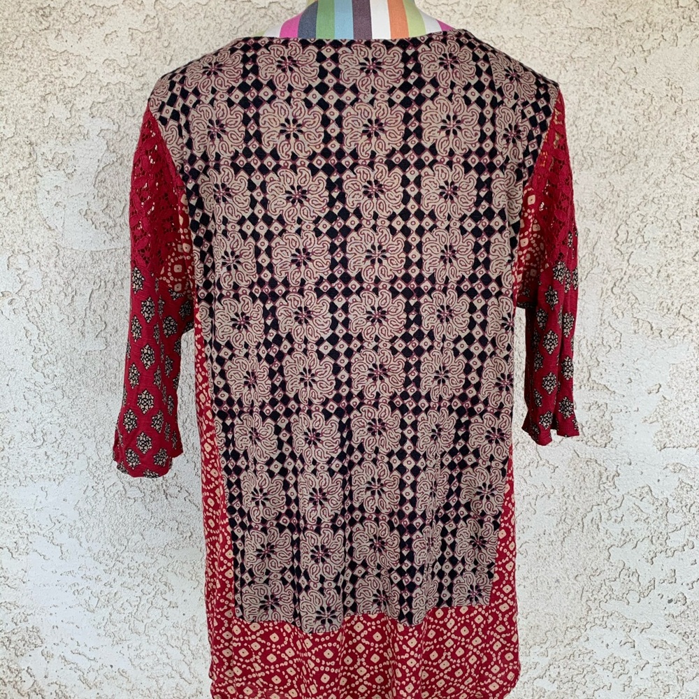 Lucky Brand Boho Floral Point Blouse 0100 - Picture 5 of 6